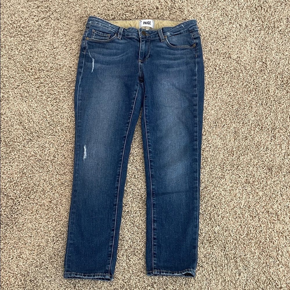 PAIGE “Jimmy Jimmy Crop”Blue Straight Leg Jeans